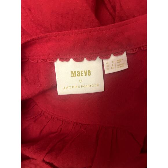 Maeve by Anthropologie Red Scoop Neck Blouse – Size US 2 - Picture 4 of 5